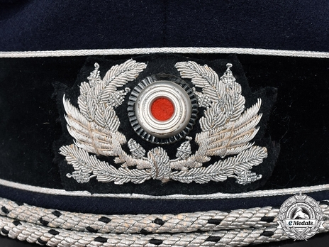 Reichsbahn Bahnpolizei/Bahnschutz Oberzugführer Visor Cap (Blue version) Wheel & Wreath Detail