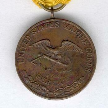 Bronze Medal (for Marine Corps, 1913-) (with 2nd style ribbon) Reverse