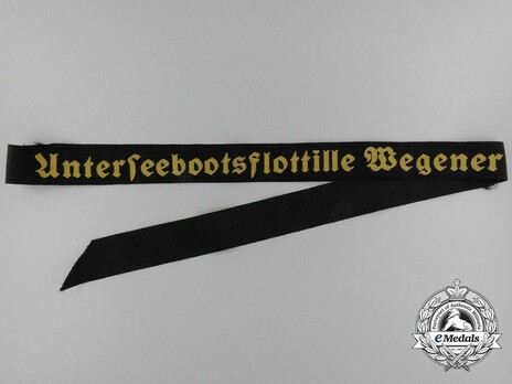 Kriegsmarine Unterseebootsflottille Wegener Cap Tally Ribbon Obverse