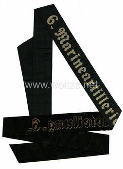 Kriegsmarine 6. Marineartillerieabteilung Cap Tally Ribbon Obverse