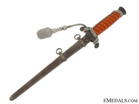 German Army WKC-made Late Version Officer’s Dagger Obverse in Scabbard