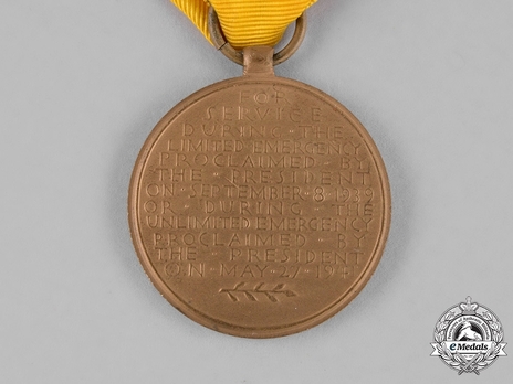 American Defense Service Medal Reverse