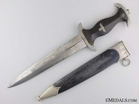 Allgemeine SS M33 Early Pre-RZM Mark Service Dagger (by Carl Eickhorn) Obverse with Scabbard