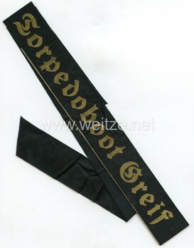 Kriegsmarine Torpedoboot Greif Cap Tally Ribbon Obverse