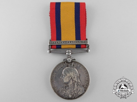 Silver Medal (with date removed, with "DEFENCE OF LADYSMITH" clasp) Obverse