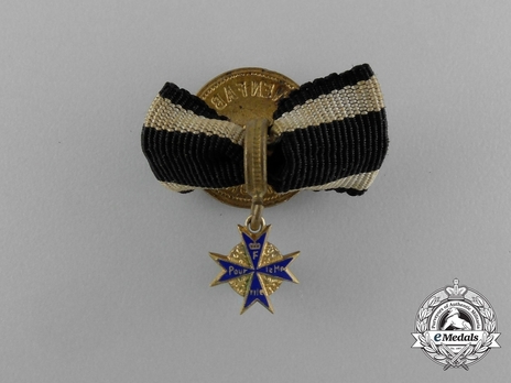 Pour le Merite, Miniature Cross on Ribbon by M. Fleck & Sohn (c. 1918)