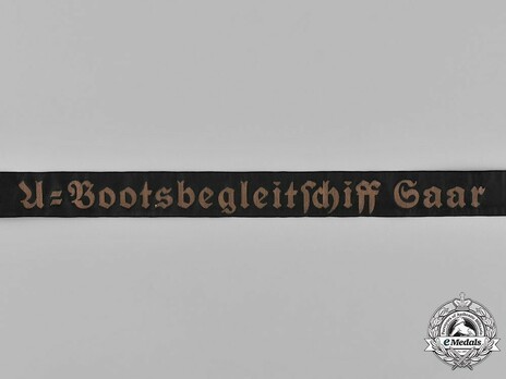 Kriegsmarine U-Bootsbegleitschiff Saar Cap Tally Ribbon Obverse