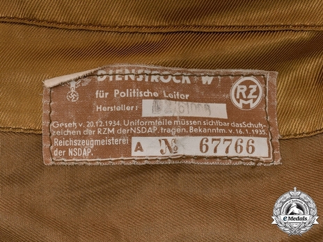 NSDAP Service Tunic Tag