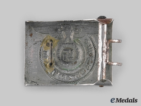 Allgemeine SS NCO/EM's Belt Buckle, by Overhoff & Cie. (nickel-silver) Reverse