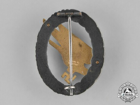 Luftwaffe Paratrooper Badge, by W. Deumer Reverse