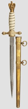Kriegsmarine Alcoso-made 2nd model Damascus Blade Officer’s Dagger Obverse with Scabbard
