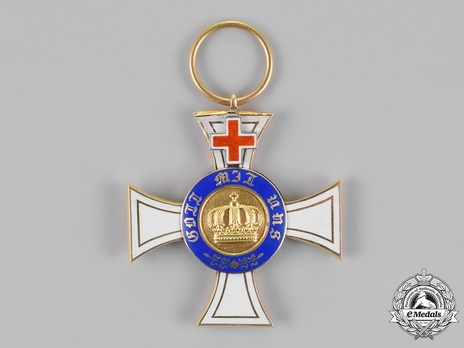 Order of the Crown, Civil Division, Type II, III Class Cross (with St. John Cross) Obverse