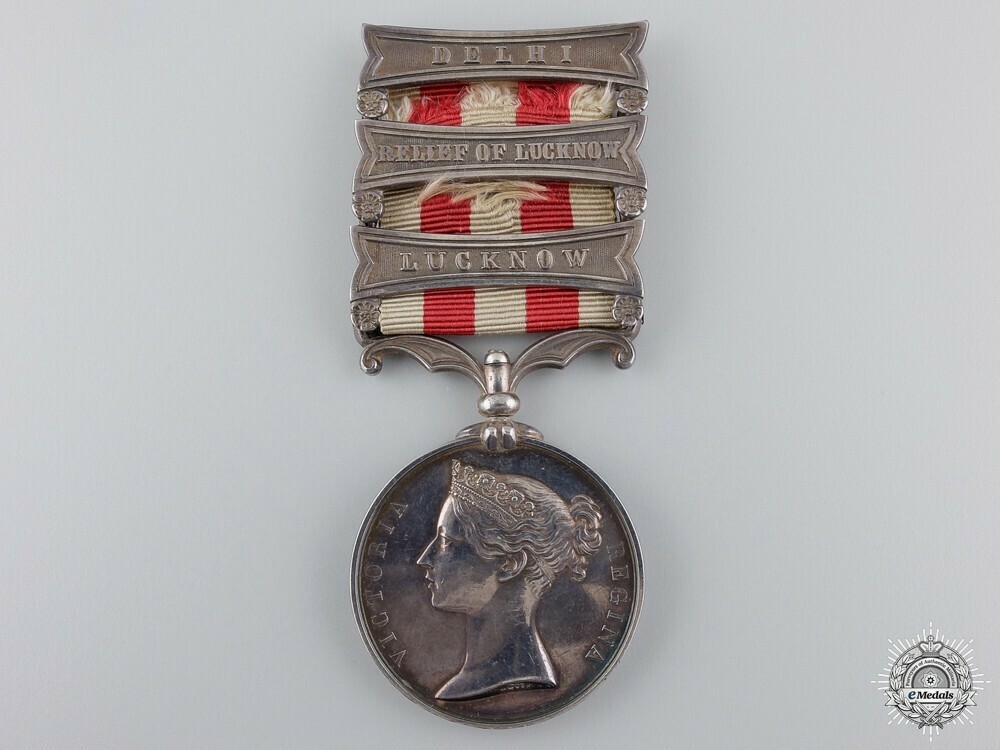 Silver medal with 3 clasps stamped w. wyon r.a. l.c. wyon obverse