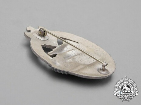 Panzer Assault Badge, in Silver, by Assmann Reverse