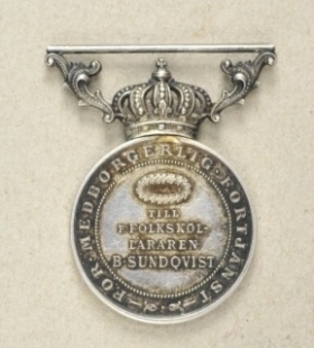 8th Size Silver Medal On Ribbon Reverse