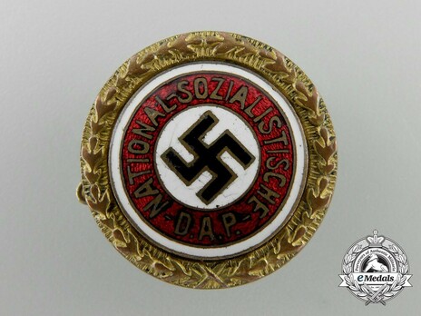 NSDAP Golden Party Badge, Small Version (unmarked) Obverse