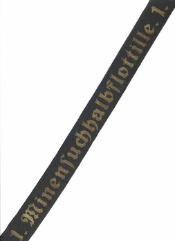 Kriegsmarine 1. Minensuchhalbflottille Cap Tally Ribbon Obverse