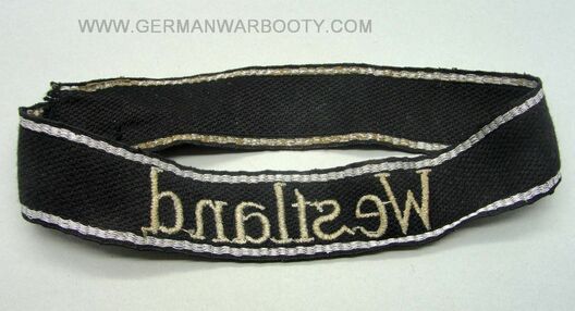 Waffen-SS Westland NCO/EM's Cuff Title (RZM machine-embroidered version) Reverse