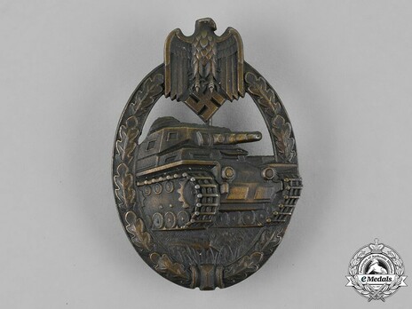 Panzer Assault Badge, in Bronze, by Unknown Maker: So-Called Juncker Obverse