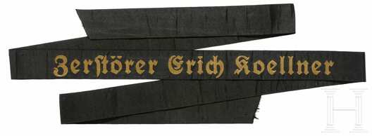 Kriegsmarine Zerstörer Erich Koellner Cap Tally Ribbon Obverse