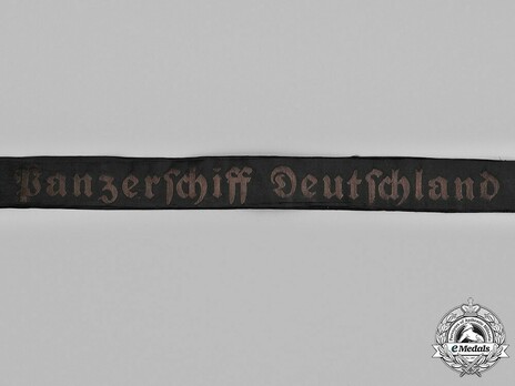 Kriegsmarine Panzerschiff Deutschland Cap Tally Ribbon Obverse