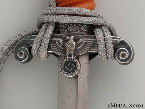 German Army Unmarked Orange Grip Officer’s Dagger Obverse Crossguard Detail