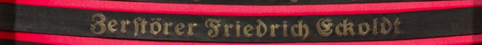 Kriegsmarine Zerstörer Friedrich Eckhold Cap Tally Ribbon Obverse