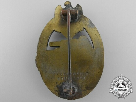 Panzer Assault Badge, in Bronze, by Unknown Maker: Seven Wheels Reverse