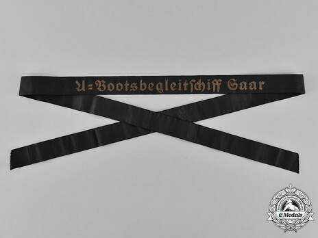 Kriegsmarine U-Bootsbegleitschiff Saar Cap Tally Ribbon Obverse