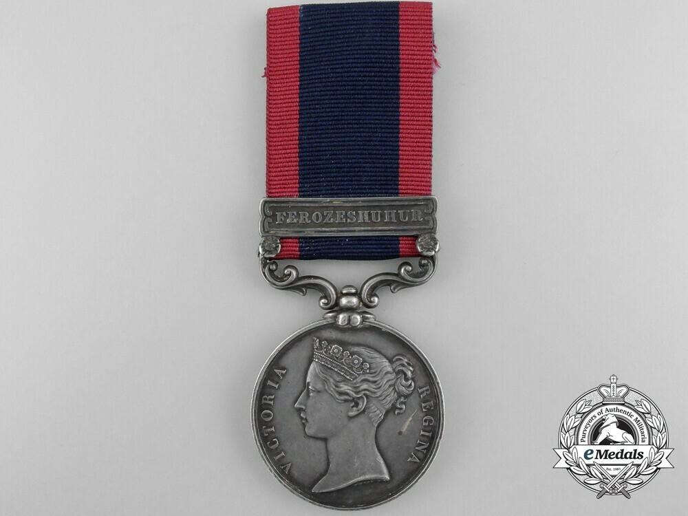 Silver medal for the battle of moodkee with 1 clasp stamped w. wyon r.a. obverse