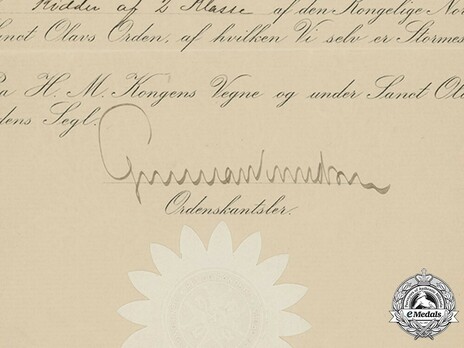 Order of St. Olav, Knight I Class DOCUMENT 1961U, Civil Division Detail