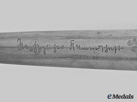 SA Röhm Honour Dagger (with partial dedication) (by Stöcker) Reverse Inscription