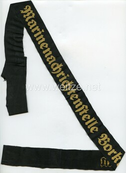 Kriegsmarine Nachrichtenstelle Borkum Cap Tally Ribbon Obverse