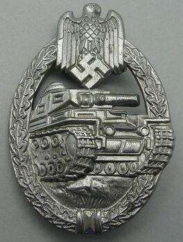 Panzer Assault Badge, by Unknown Maker: Scooped Out Flat Back Obverse