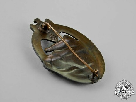 Panzer Assault Badge, in Bronze, by Unknown Maker: AS in Triangle Reverse