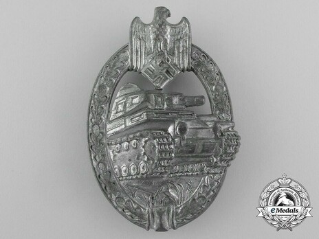 Panzer Assault Badge, in Silver, by Unknown Maker: AS in Triangle Obverse