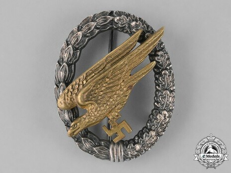 Luftwaffe Paratrooper Badge, by C. E. Juncker (in brass & nickel silver) Obverse