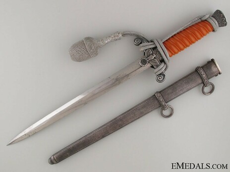 German Army Unmarked Orange Grip Officer’s Dagger Obverse with Scabbard