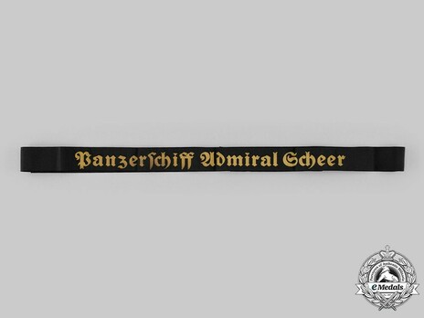 Kriegsmarine Panzerschiff Admiral Scheer Cap Tally Ribbon Obverse