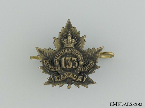 133rd Infantry Battalion Other Ranks Collar BadgeOther Ranks Collar Badge Obverse