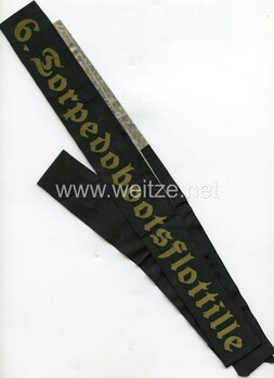 Kriegsmarine 6. Torpedobootsflottille Cap Tally Ribbon Obverse