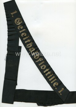 Kriegsmarine 1. Geleithalbflottille Cap Tally Ribbon Obverse