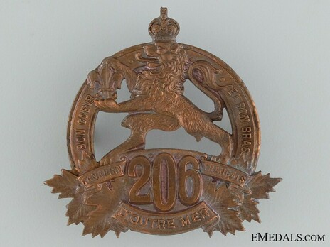 206th Infantry Battalion Other Ranks Cap Badge Obverse