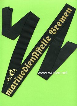 Kriegsmarine Dienststelle Bremen Cap Tally Ribbon Obverse